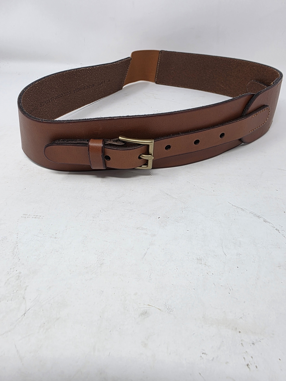 LOFT Cognac Brown 100% Leather Wide Elastic Back Cinch Belt Small